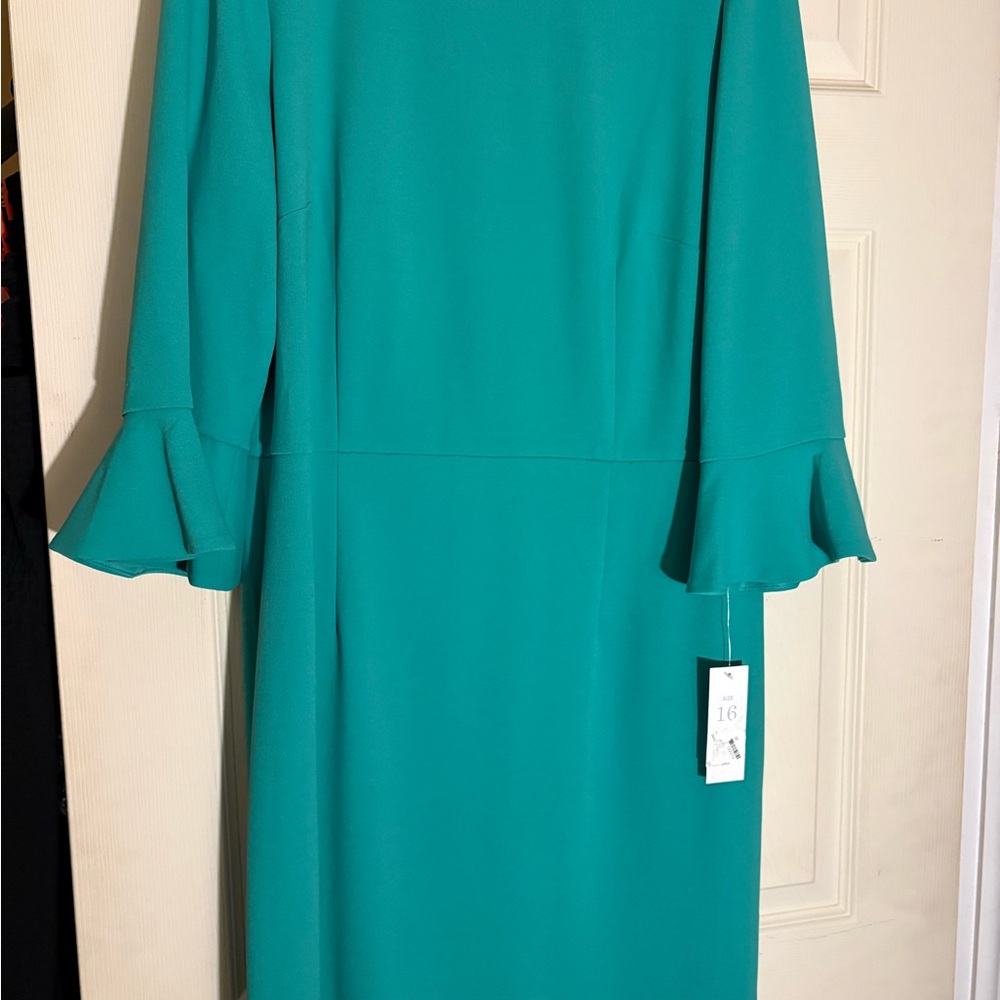 Donna Morgan Teal Long Sleeve Dress